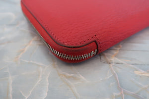 HERMES／エルメス アザップロング シェーブル ルージュカザック □Q刻印 財布 700040127