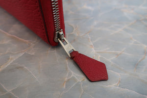 HERMES／エルメス アザップロング シェーブル ルージュカザック □Q刻印 財布 700040127