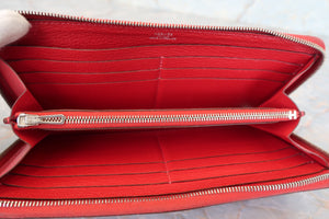 HERMES／エルメス アザップロング シェーブル ルージュカザック □Q刻印 財布 700040127