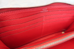 HERMES／エルメス アザップロング シェーブル ルージュカザック □Q刻印 財布 700040127