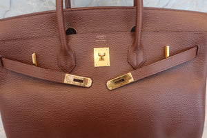 HERMES BIRKIN 40 Ardennes leather Marron fonce □B刻印 Hand bag 600090165