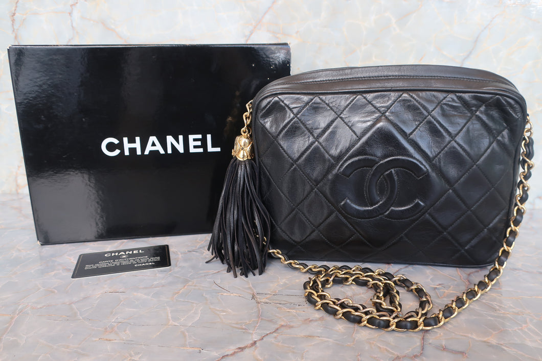 CHANEL/シャネル マトラッセフリンジチェーンショルダーバッグ ラムスキン ブラック/ゴールド金具 ショルダーバッグ 700100227