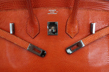 将图片加载到图库查看器，HERMES BIRKIN 25 Lizard Orange □J刻印 Hand bag 600090289
