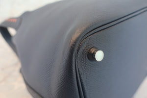 HERMES PICOTIN LOCK PM Tressage Epsom leather Blue Indigo/Black/Terre battue C Engraving  Hand bag 700060019