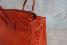 将图片加载到图库查看器，HERMES BIRKIN 25 Lizard Orange □J刻印 Hand bag 600090289
