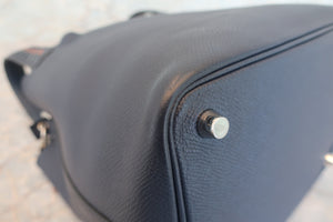 HERMES PICOTIN LOCK PM Tressage Epsom leather Blue Indigo/Black/Terre battue C Engraving  Hand bag 700060019