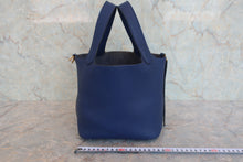 将图片加载到图库查看器，HERMES PICOTIN LOCK PM Clemence leather Blue encre D刻印 Hand bag 800070011
