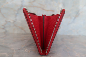 HERMES／エルメス アザップロング シェーブル ルージュカザック □Q刻印 財布 700040127