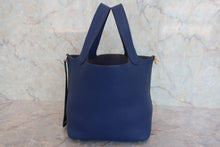 将图片加载到图库查看器，HERMES PICOTIN LOCK PM Clemence leather Blue encre D刻印 Hand bag 800070011
