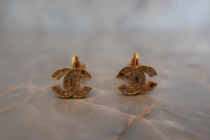 CHANEL CC mark Rhinestone earrings Gold plate Gold Earring 600030088