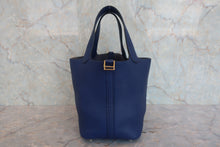 将图片加载到图库查看器，HERMES PICOTIN LOCK PM Clemence leather Blue encre D刻印 Hand bag 800070011
