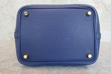 将图片加载到图库查看器，HERMES PICOTIN LOCK PM Clemence leather Blue encre D刻印 Hand bag 800070011
