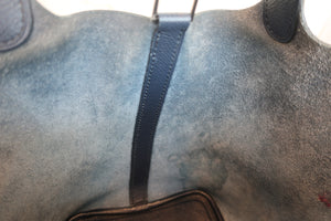 HERMES PICOTIN LOCK PM Tressage Epsom leather Blue Indigo/Black/Terre battue C Engraving  Hand bag 700060019