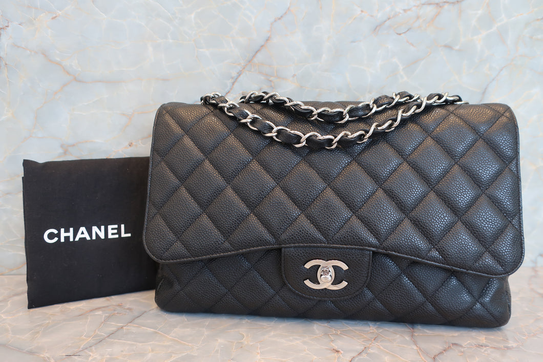 CHANEL/シャネル 中マトラッセシングルフラップチェーンショルダーバッグ キャビアスキン ブラック/シルバー金具 ショルダーバッグ 700070125