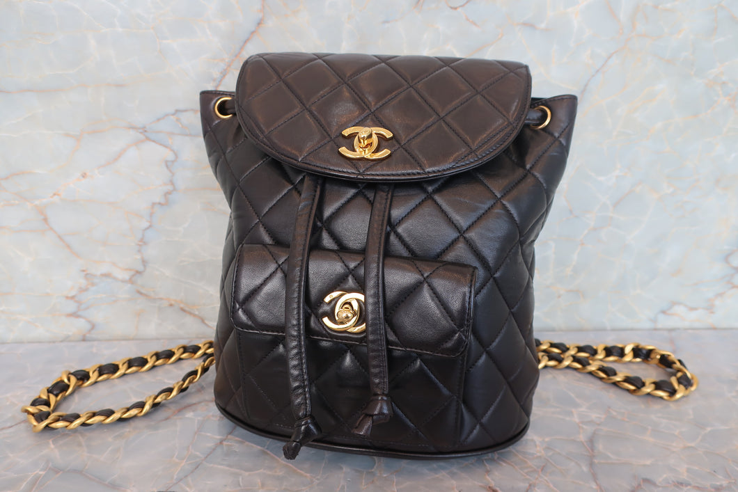 CHANEL/シャネル マトラッセチェーンリュック ラムスキン ブラック/ゴールド金具 リュック 700100234