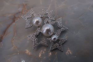 SWAROVSKI Star pearl brooch Silver plated Silver Brooch 300100152