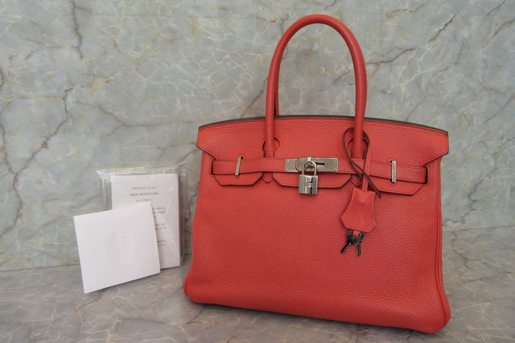 HERMES BIRKIN 30 Verso  Clemence leather Rose jaipur/Orange □Z Engraving Hand bag 700020102