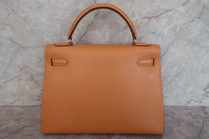 HERMES／エルメス ケリー32 ボックスカーフ ナチュラル/マットシルバー金具 □C刻印 ショルダーバッグ 700090149