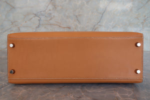 HERMES／エルメス ケリー32 ボックスカーフ ナチュラル/マットシルバー金具 □C刻印 ショルダーバッグ 700090149
