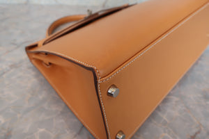 HERMES／エルメス ケリー32 ボックスカーフ ナチュラル/マットシルバー金具 □C刻印 ショルダーバッグ 700090149