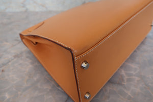 HERMES／エルメス ケリー32 ボックスカーフ ナチュラル/マットシルバー金具 □C刻印 ショルダーバッグ 700090149