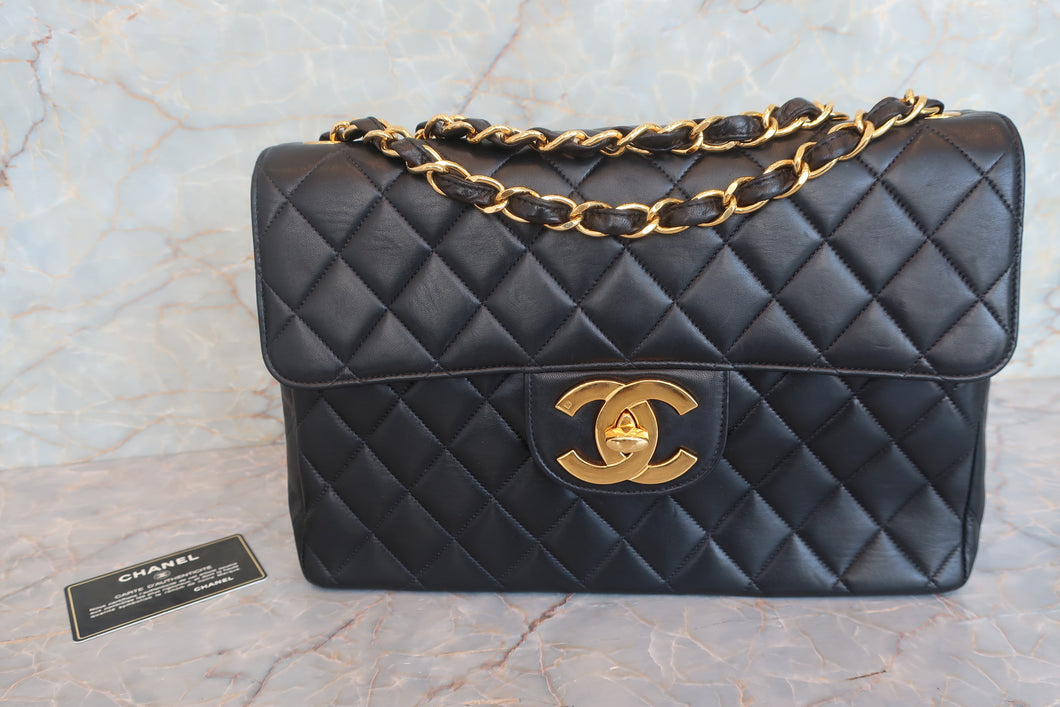 CHANEL/シャネル 中マトラッセシングルフラップチェーンショルダーバッグ ラムスキン ブラック/ゴールド金具 ショルダーバッグ 700060037