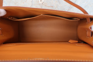 HERMES／エルメス ケリー32 ボックスカーフ ナチュラル/マットシルバー金具 □C刻印 ショルダーバッグ 700090149
