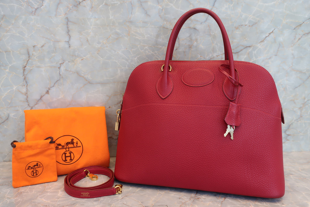 HERMES／エルメス ボリード35 トゴ ルージュヴィフ □F刻印 ショルダーバッグ 700070130