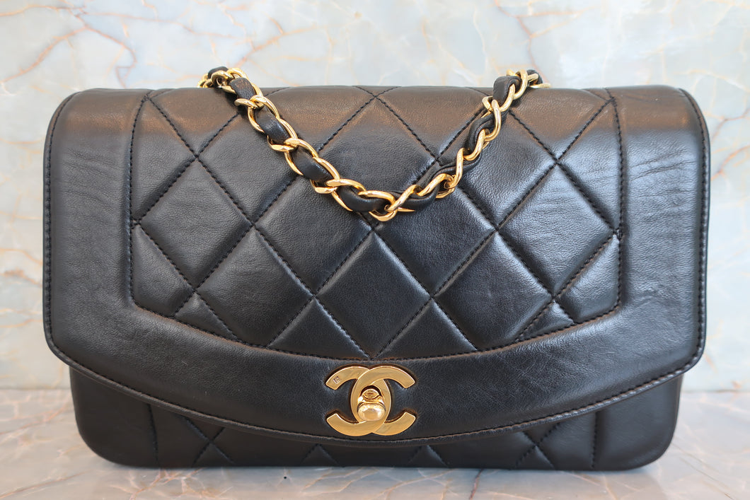CHANEL/シャネル ダイアナマトラッセチェーンショルダーバッグ ラムスキン ブラック/ゴールド金具 ショルダーバッグ 700090188