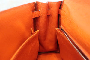 HERMES KELLY 25 Ostrich lether Orange □H刻印 Shoulder bag 600040224