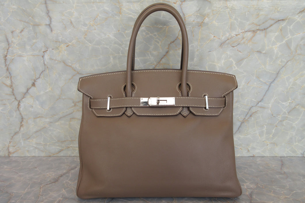 HERMES BIRKIN 30 Swift leather Etoupe gray □J Engraving Hand bag 700020042