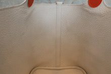 将图片加载到图库查看器，HERMES PICOTIN MM Bi-color Clemence leather/Chevre myzore goatskim White/Orange □I刻印 Hand bag 600070062
