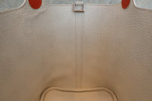 将图片加载到图库查看器，HERMES PICOTIN MM Bi-color Clemence leather/Chevre myzore goatskim White/Orange □I刻印 Hand bag 600070062
