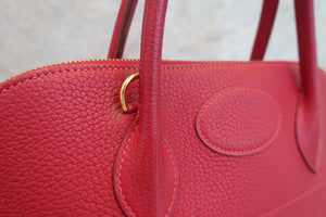 HERMES／エルメス ボリード35 トゴ ルージュヴィフ □F刻印 ショルダーバッグ 700070130