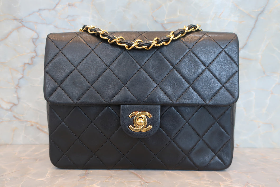 CHANEL/シャネル ミニマトラッセシングルフラップチェーンショルダーバッグ ラムスキン ブラック/ゴールド金具 ショルダーバッグ 700080170