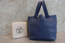 将图片加载到图库查看器，HERMES PICOTIN LOCK MM Clemence leather Blue brighton C刻印 Hand bag 600090243
