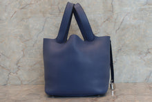 将图片加载到图库查看器，HERMES PICOTIN LOCK MM Clemence leather Blue brighton C刻印 Hand bag 600090243
