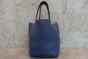 HERMES PICOTIN LOCK MM Clemence leather Blue brighton C刻印 Hand bag 600090243