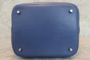 HERMES PICOTIN LOCK MM Clemence leather Blue brighton C刻印 Hand bag 600090243