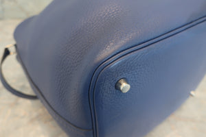 HERMES PICOTIN LOCK MM Clemence leather Blue brighton C刻印 Hand bag 600090243