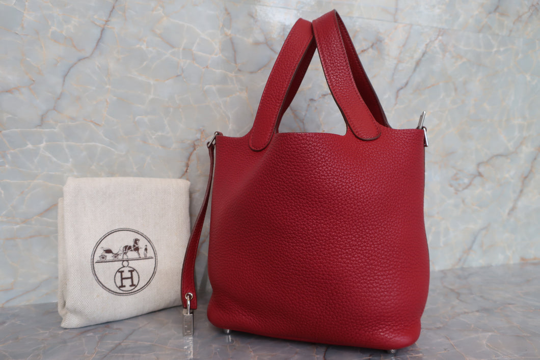 HERMES PICOTIN LOCK PM Clemence leather Rouge garance □N刻印 Hand bag 600100203