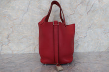 将图片加载到图库查看器，HERMES PICOTIN LOCK PM Clemence leather Rouge garance □N刻印 Hand bag 600100203
