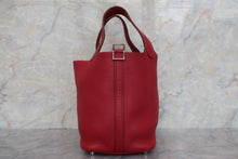 将图片加载到图库查看器，HERMES PICOTIN LOCK PM Clemence leather Rouge garance □N刻印 Hand bag 600100203
