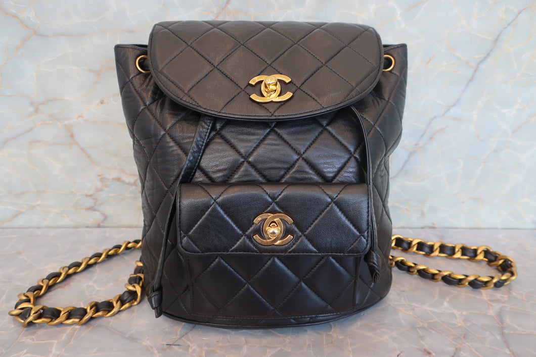 CHANEL/シャネル マトラッセチェーンリュック ラムスキン ブラック/ゴールド金具 リュック 700100224