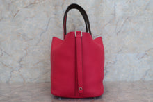 Load image into Gallery viewer, HERMES PICOTIN LOCK Eclat MM Clemence leather/Swift leather Framboise/Rouge sellier Z Engraving Hand bag 600100161
