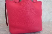 Load image into Gallery viewer, HERMES PICOTIN LOCK Eclat MM Clemence leather/Swift leather Framboise/Rouge sellier Z Engraving Hand bag 600100161
