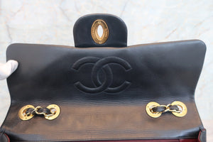 CHANEL/シャネル デカマトラッセシングルフラップチェーンショルダーバッグ ラムスキン ブラック/ゴールド金具 ショルダーバッグ 700080064