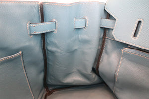 HERMES BIRKIN 35 Graine Couchevel leather Blue jean □C刻印 Hand bag 600040192