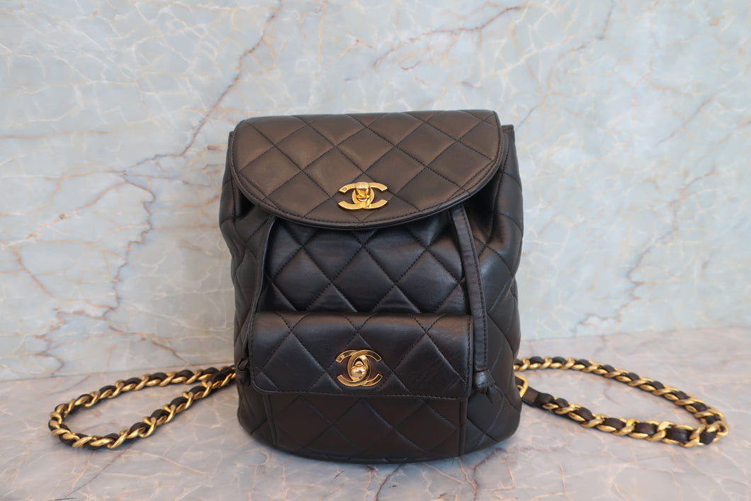 CHANEL/シャネル マトラッセチェーンリュック ラムスキン ブラック/ゴールド金具 リュック 700080140