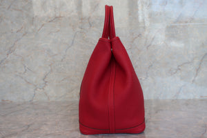 HERMES GARDEN PARTY PM Negonda leather Rouge casaque T Engraving Tote bag 500100193